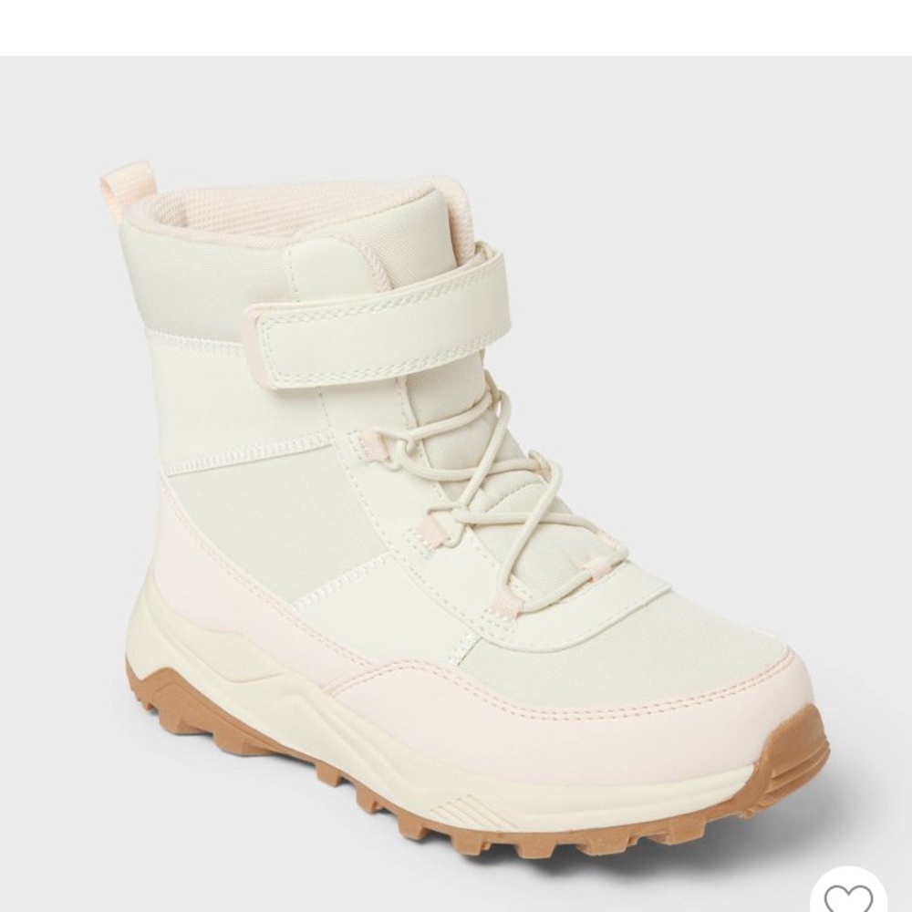 Kids Cream & Light Pink High-Top Winter snow waterproof Boots